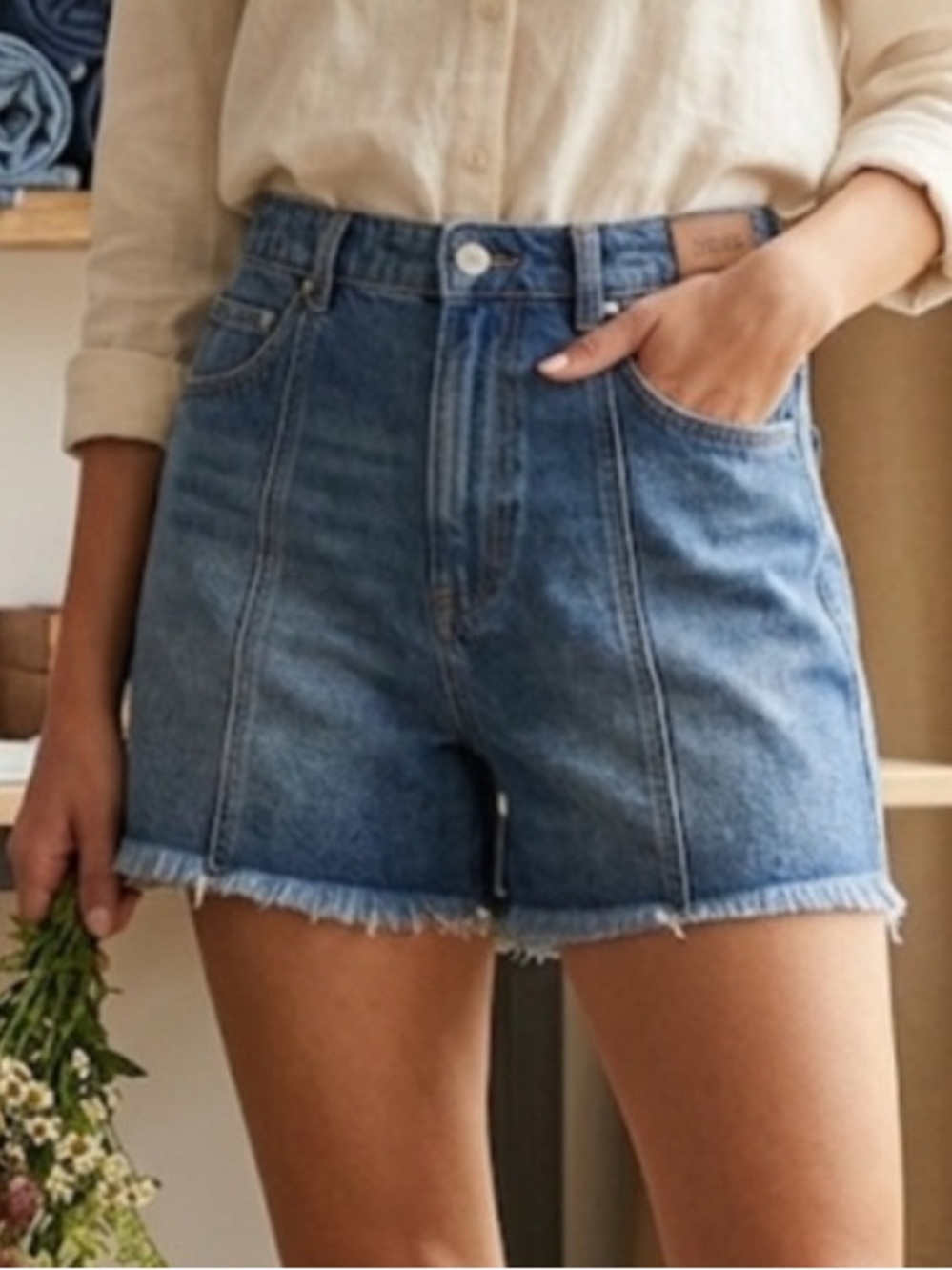 entro Relaxed Washed Blue Jeans Shorts